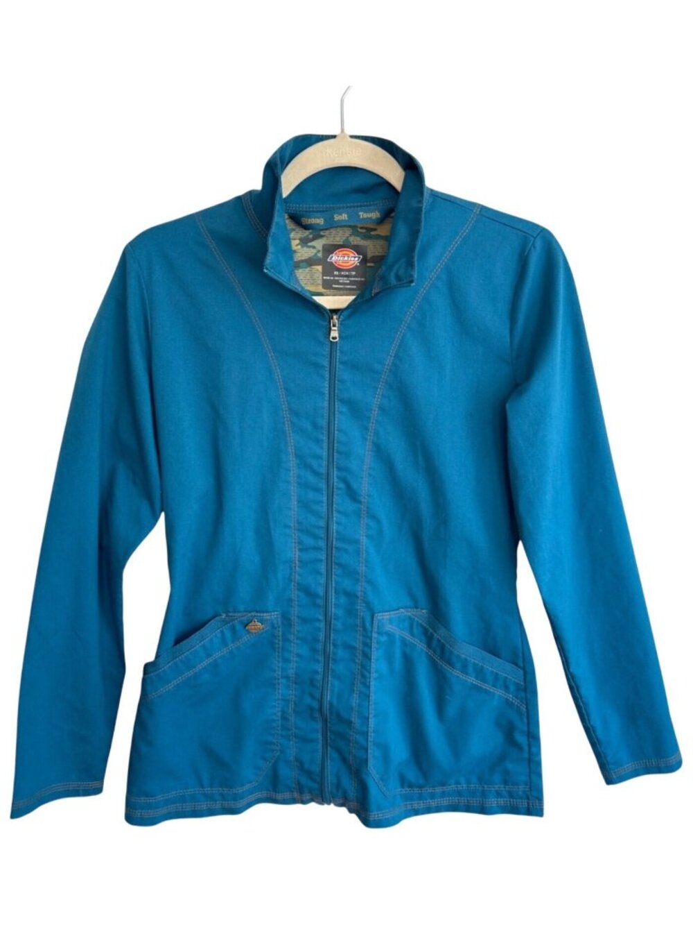 Dickies Jacket Women's XS Turquoise Lightweight Zip Up Mock Neck Utility Jacket